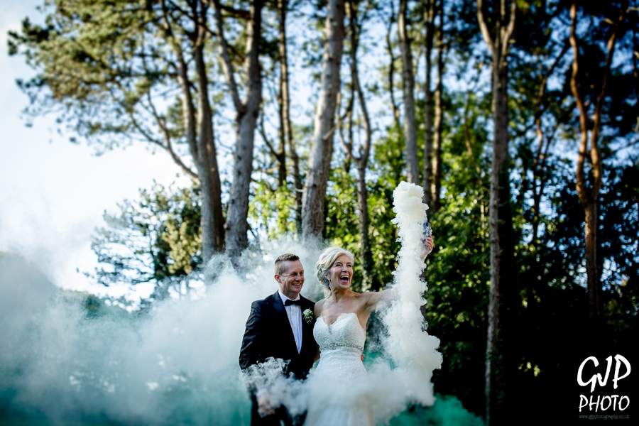 Abbey House Hotel Wedding Photography - Smoke bombs in the trees