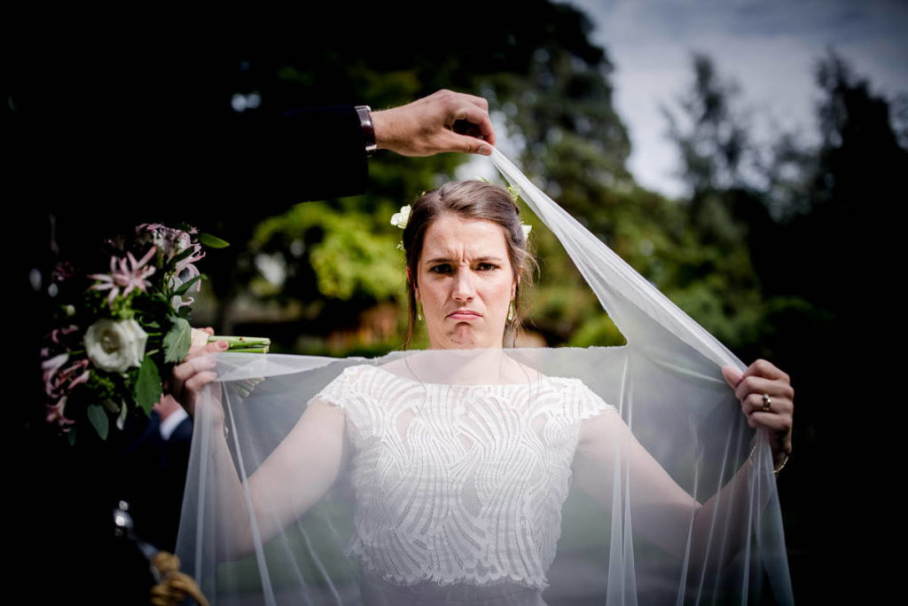 Storrs Hall Wedding photograph of ripped wedding veil