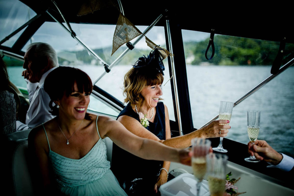 sailing on lake windermere for a wedding at storrs hall