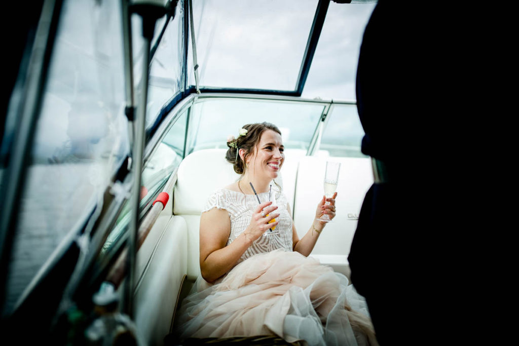 sailing on lake windermere for a wedding at storrs hall