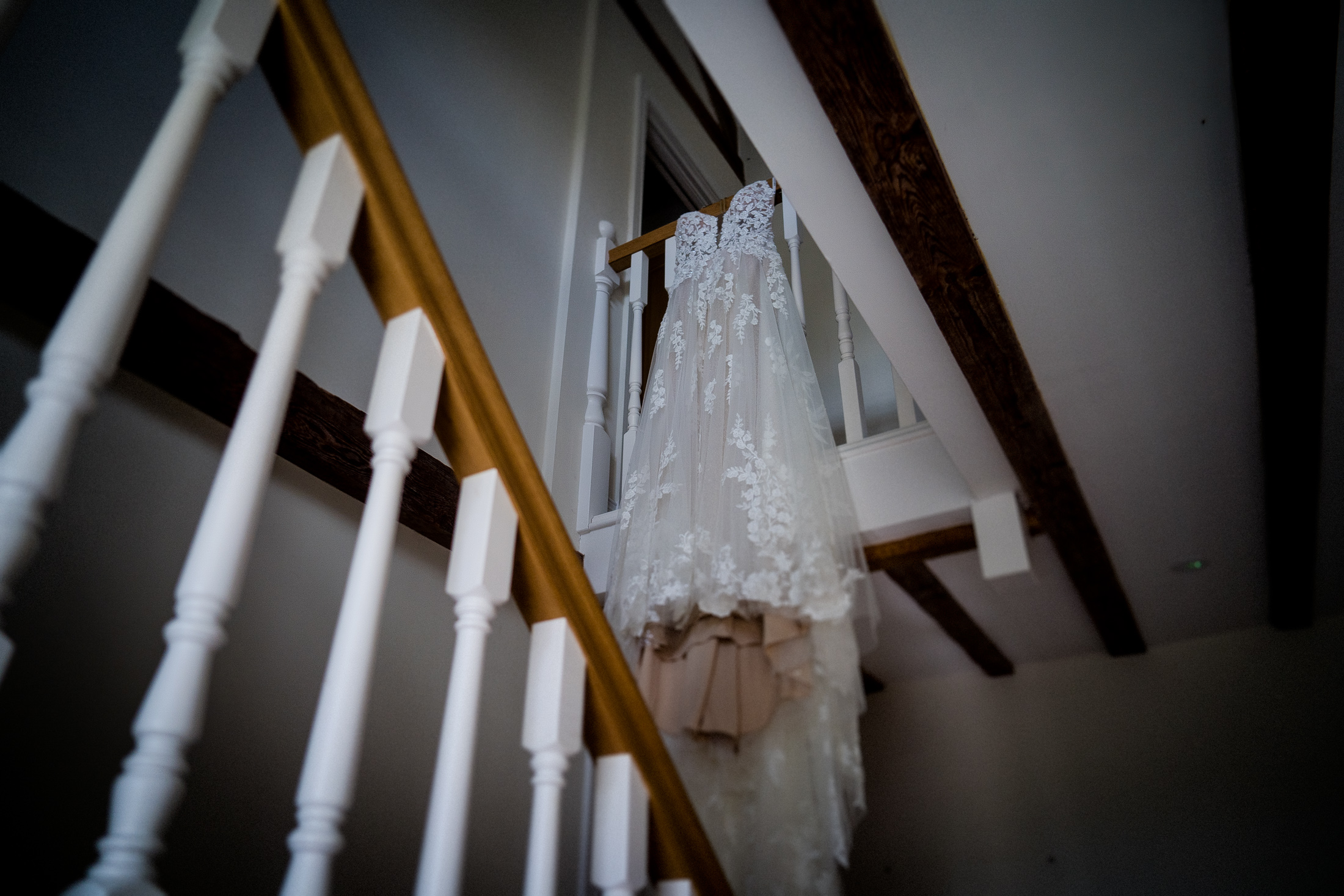 storreo wedding dress hanging hidden river barn